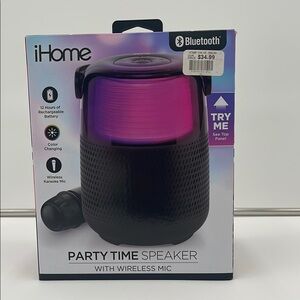 iHome Party Time Speaker with Wireless Mic - Black and Purple